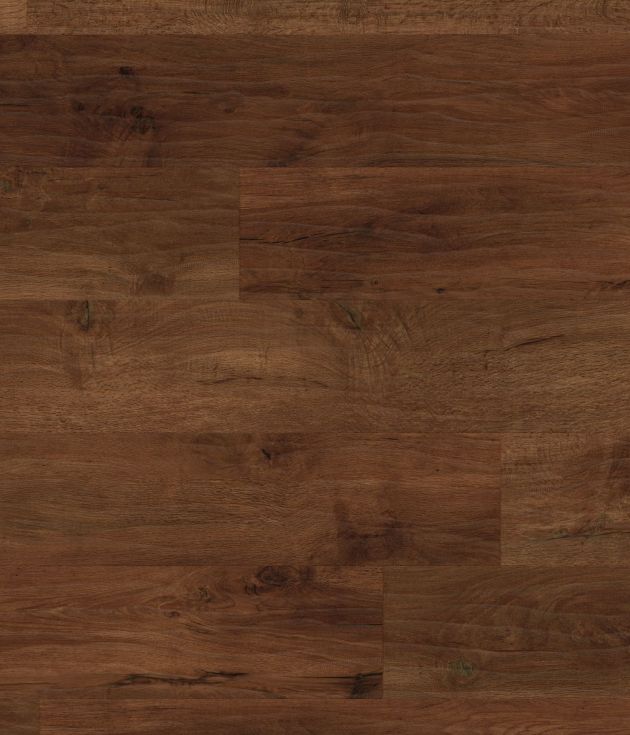 Dark brown oak wood plank flooring with visible grains and knots