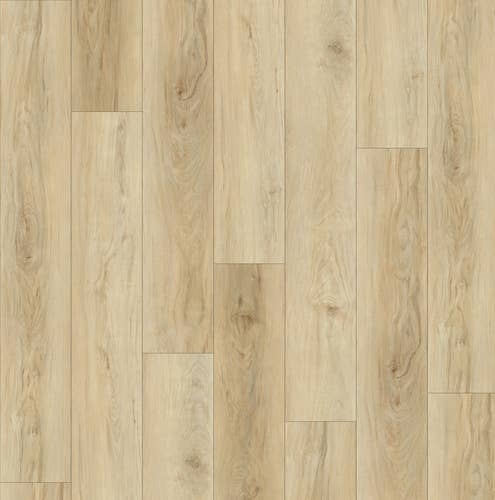 Fairhaven Shell sample, a pale beige plank design with knots and woodgrains