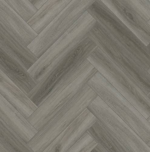Sample of Lenox Peak Fossil, with light and medium gray planks in herringbone pattern