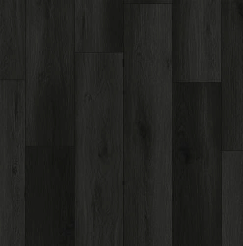 Oakdale Onyx sample, a black and charcoal woodgrain pattern