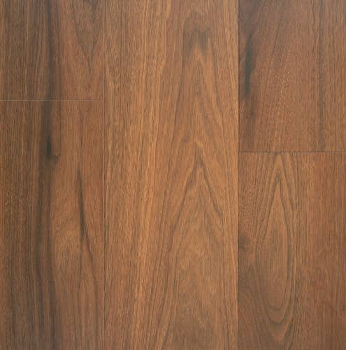 Peak Point City Cellar sample, a laminate with rich brown tonal variation, oak woodgrain, and knot details
