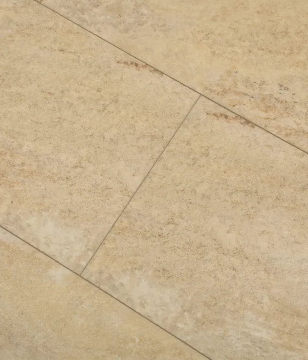 Sample of Rejuvenation 535, a stone-look luxury vinyl tile with cream and sand tones