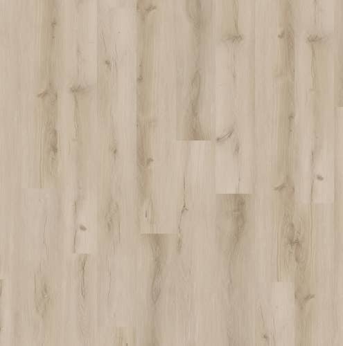 Yukon French Vanilla luxury vinyl plank sample, with cream tonal variation, woodgrain detailing, and knots