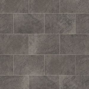 Cumbrian Stone LVT sample, a dark gray tile with a painted bevel edge