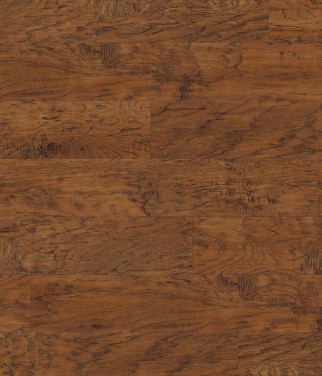 Sample of Hickory Paprika LVP, a mid-to-dark brown rustic woodgrain design with knots and texture