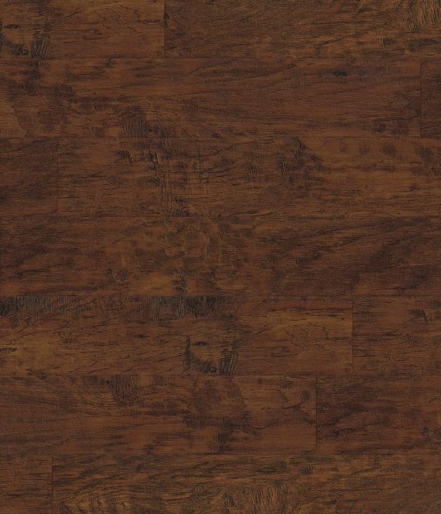 Sample of Hickory Peppercorn LVP, a medium to dark brown LVP floor with realistic woodgrain texture and knots