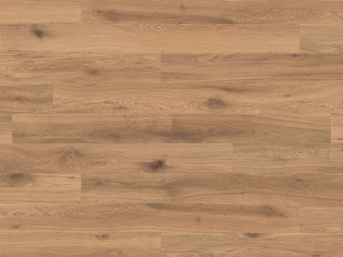Natural Oak sample, showing golden brown woodgrain pattern with knots and texture
