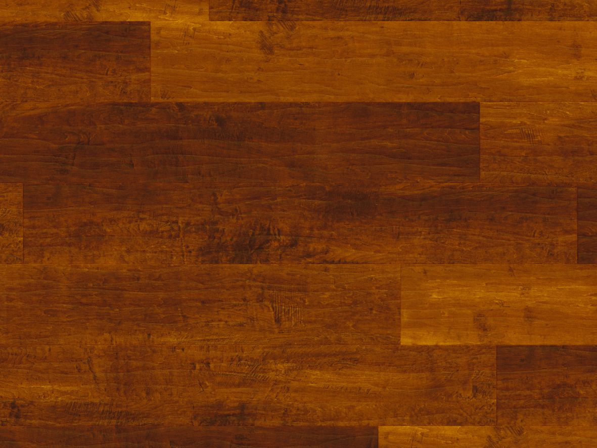 Santina Cherry LVP sample, showing reddish brown tonal variation and woodgrain detail, texture, and knots