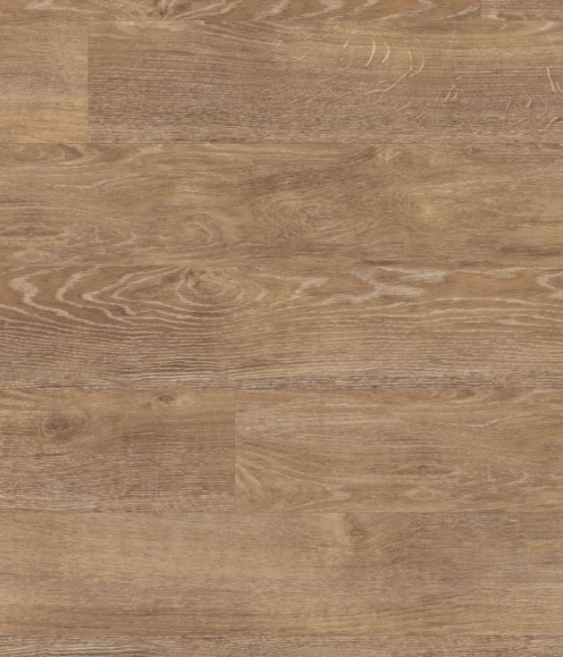 Honey Oak rigid core LVP sample showing golden brown tones, knots, and woodgrain detail with reclaimed wood feel