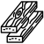 Two black and clear rectangles with wood grain on a clear background
